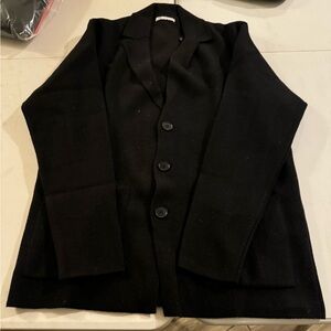 Zara black collared classic career Jacket blazer Plus Size M Bottons/ Pocket
